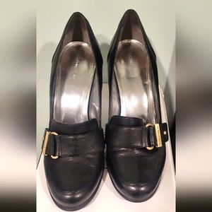 Calvin Klein shoes, black with decorative gold buckle, size 11